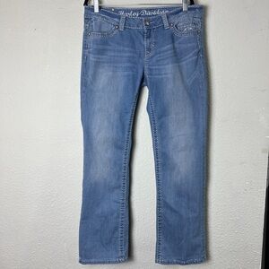 Harley-Davidson Women's Boot Cut Embellished Skull Low-Rise Jeans Size 14